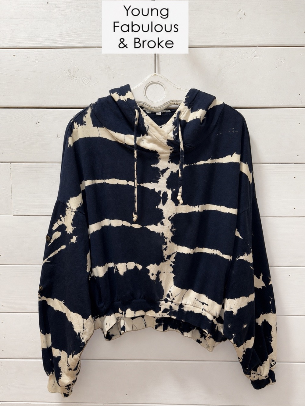 Young Fabulous & Broke Tie-Dye Hoodie – Navy/Cream – Size M/L